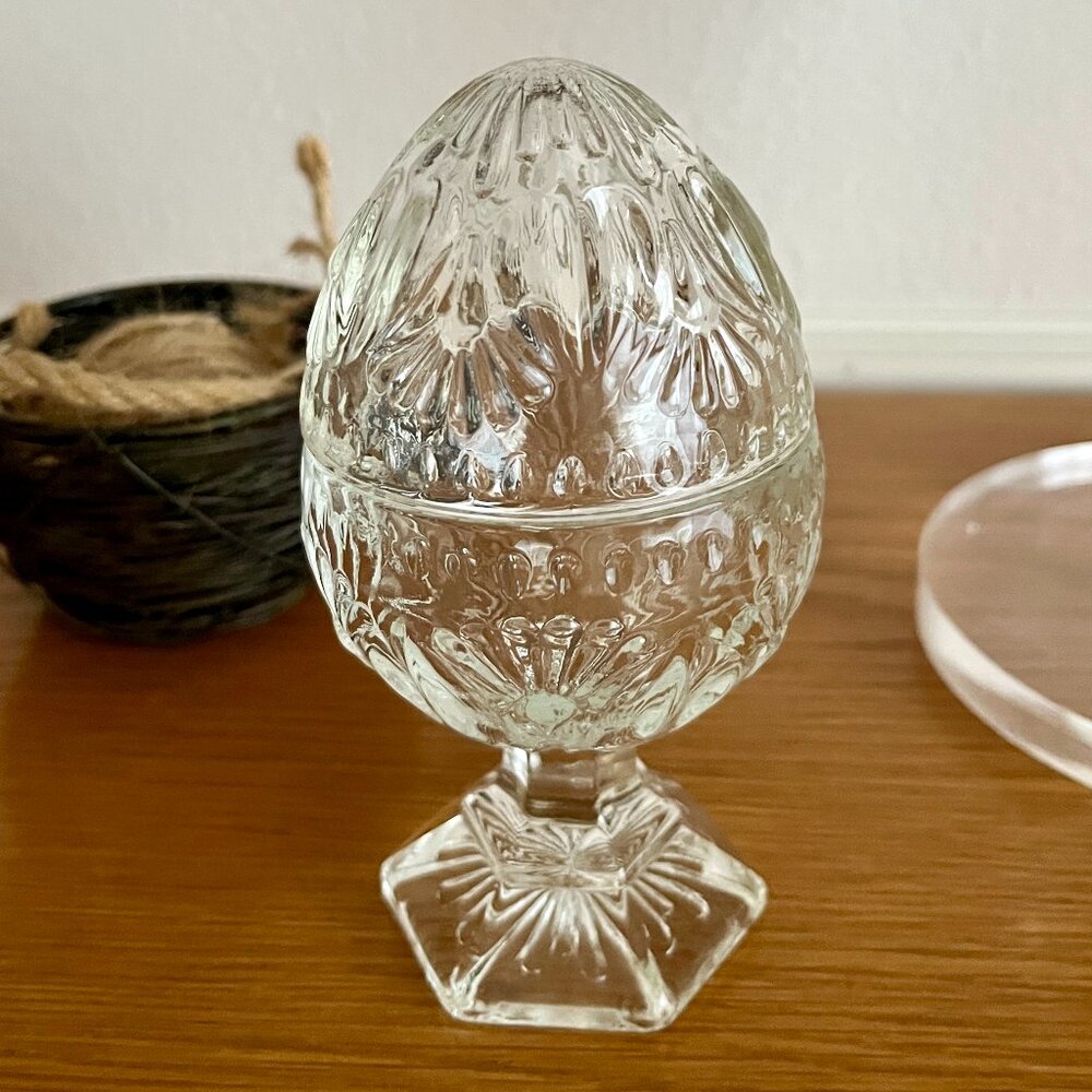 Crystal Glass Egg Shaped Trinket Dish
